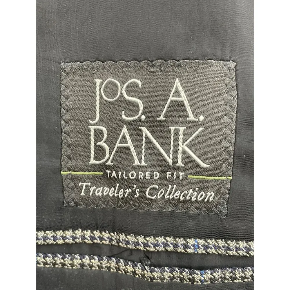 Jos A Bank Blazer Mens 43L‎ 100% Wool Houndstooth 2 Button Single Breasted